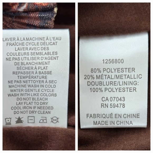 Joie Boho Floral Metallic Smocked Cropped Peasant Top Sheer Sleeves Brown Large - Picture 7 of 7